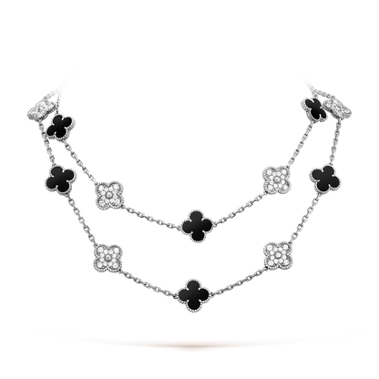 [Amore Jewels]CLOVER 20 MOTIFS ONYX DIAMOND SILVER