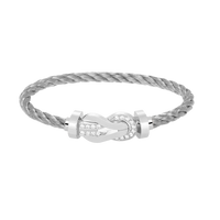 [Amore Jewels]CHANCE LARGE 8 FIGURE BUCKLE HALF DIAMOND BRACELET SILVER