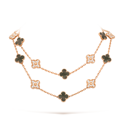 [Amore Jewels]CLOVER 20 MOTIFS DARK MOP DIAMOND  NECKLACE