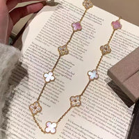 [Amore Jewels]CLOVER 20 MOTIFS DIAMOND PINK MOP NECKLACE