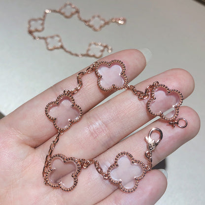 [Amore Jewels]CLOVER 5 MOTIF ROCK CRYSTAL BRACELET