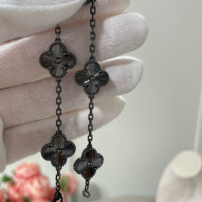 [Amore Jewels]CLOVER 5 MOTIF BLACK BRACELET