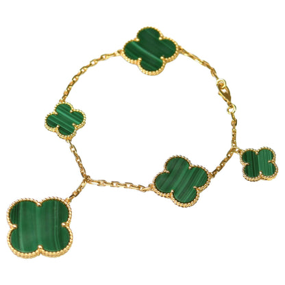 [Amore Jewels]MAGIC CLOVER MALACHITE GOLD BRACELET 5 MOTIFS