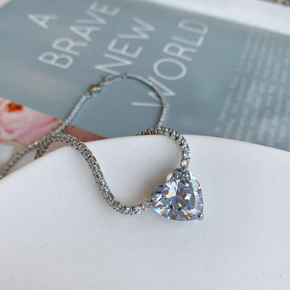 [Amore Jewels]8.0 Carat Versatile Colorful Sweet Heart-Shaped Tennis Necklace
