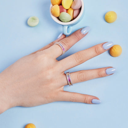 [Amore Jewels]Dainty Kaleidoscopic Emerald Cut Daily Ring