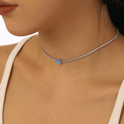 [Amore Jewels]1.0 carat Unique Pear Cut Tennis Necklace