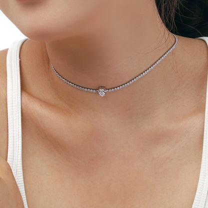[Amore Jewels]1.0 carat Unique Pear Cut Tennis Necklace
