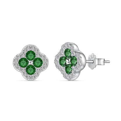 [Amore Jewels]Four-Leaf Clover Flower Shaped Earrings