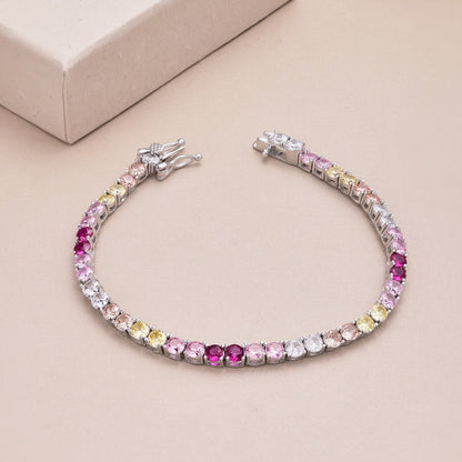 [Amore Jewels]Radiant Colorful Round Cut Tennis Bracelet