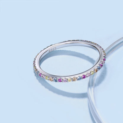 [Amore Jewels]Ornate Colorful Round Cut Tennis Ring