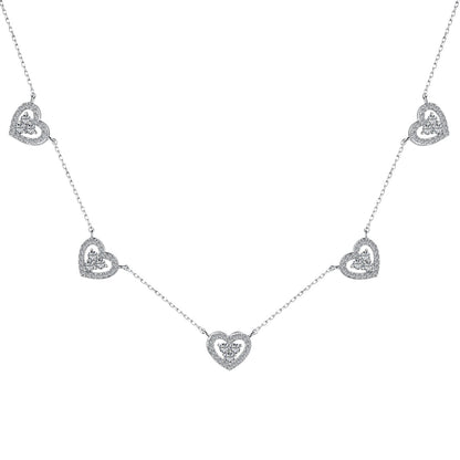 [Amore Jewels]Sparkling Five Heart Necklace