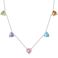 [Amore Jewels]Sparkling Colorful Heart Cut Necklace
