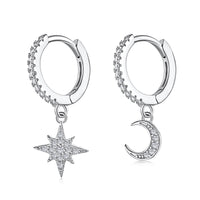 [Amore Jewels]Star and Moon Asymmetric Earrings