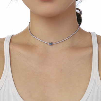 [Amore Jewels]1.0 Carat Shining Oval Cut Necklace