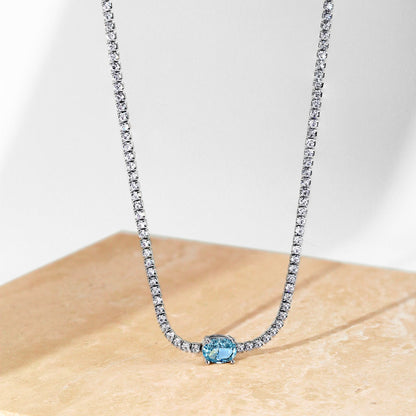 [Amore Jewels]1.0 Carat Shining Oval Cut Necklace