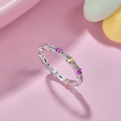 [Amore Jewels]Sparkling Colorful Round Cut Tennis Ring