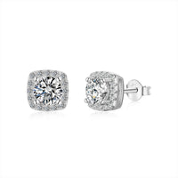 [Amore Jewels]Classic Round Center Stone Stud Earrings
