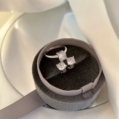 [Amore Jewels]1.0 Carat Radiant Princess Cut Wedding Earrings