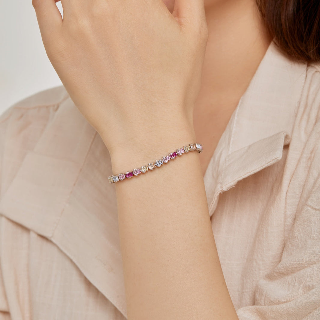 [Amore Jewels]Delicate Colorful Emerald Cut Party Bracelet
