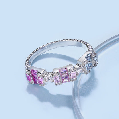 [Amore Jewels]Unique Colorful Emerald Cut Party Ring