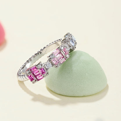 [Amore Jewels]Unique Colorful Emerald Cut Party Ring