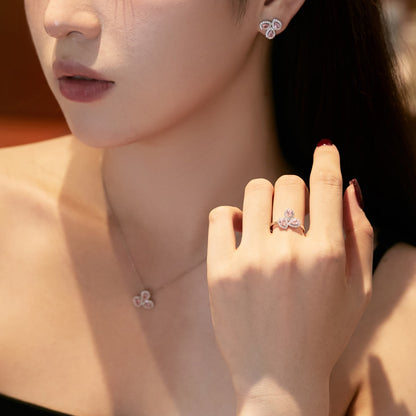 [Amore Jewels]Elegant Flower Shape Pear Cut Necklace