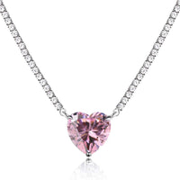 [Amore Jewels]8.0 Carat Versatile Colorful Sweet Heart-Shaped Tennis Necklace