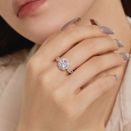 [Amore Jewels]Delicate Colorful Round Cut Flower Shape Wedding Ring