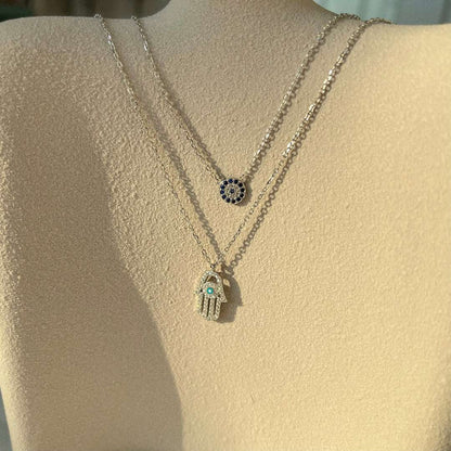 [Amore Jewels]Demon Eye Hamsa Palm Necklace