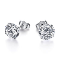 [Amore Jewels]Stylish Shiny Round Center Stone Stud Earrings