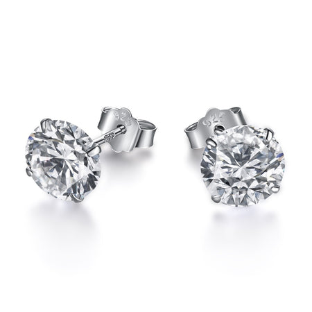 [Amore Jewels]Stylish Shiny Round Center Stone Stud Earrings
