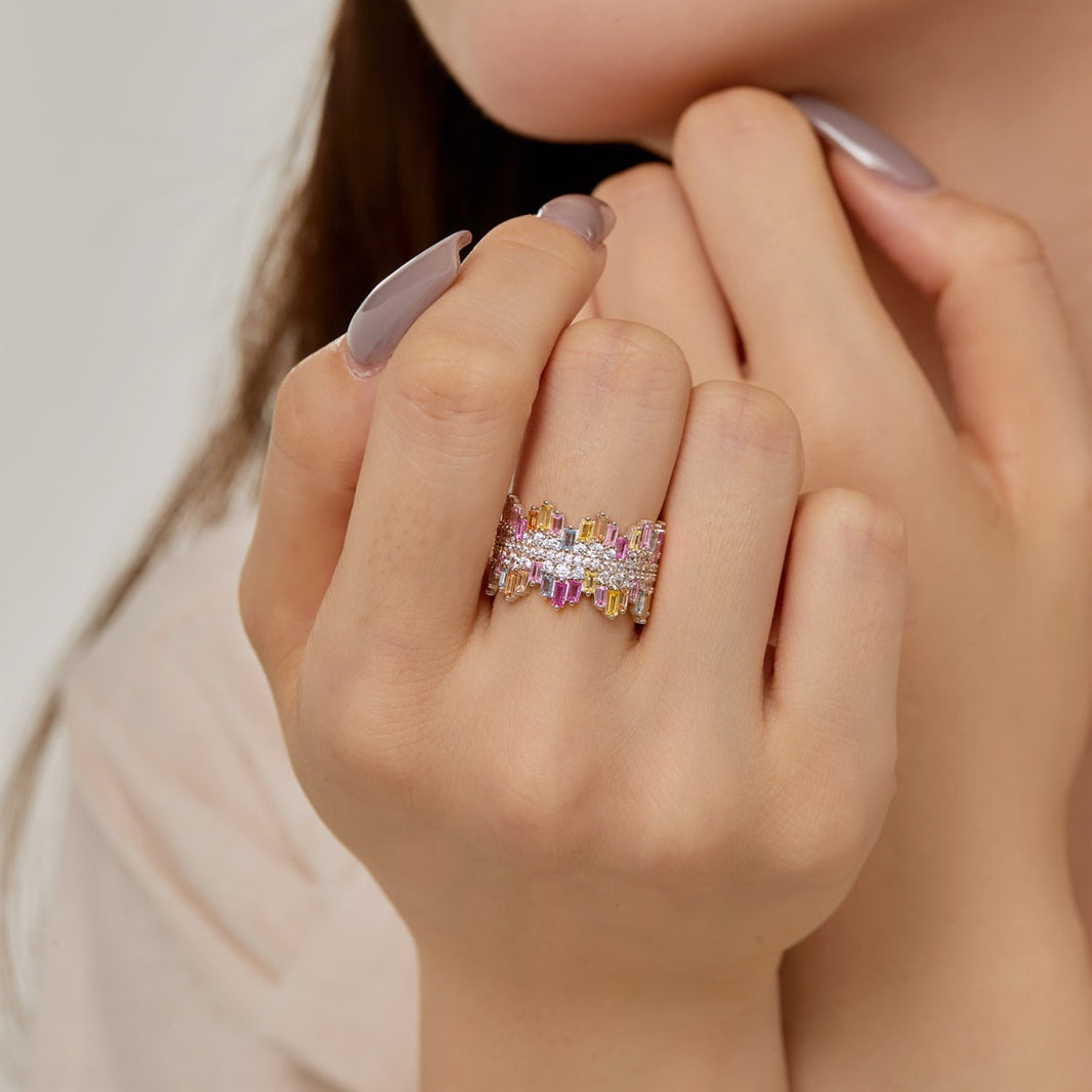 [LEGEND]Luxurious Colorful Radiant Cut Daily Ring