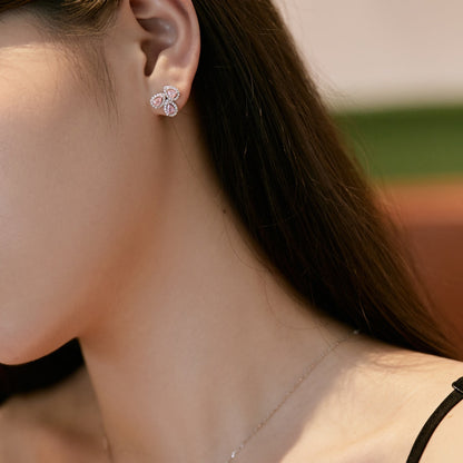[Amore Jewels]Ornate Flower Shape Pear Cut Lover Earrings