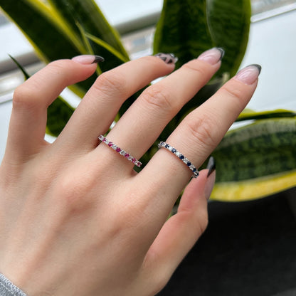 [Amore Jewels]Exquisite Colorful Round Cut Tennis Ring