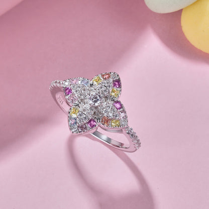 [Amore Jewels]Luxurious Colorful Flower Shape Banquet Ring