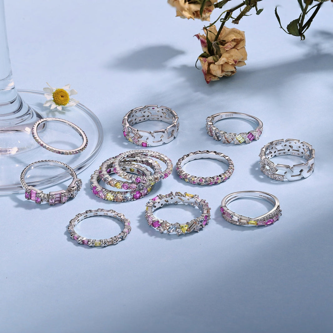 [Amore Jewels]Dazzling Lustrous Round Cut Tennis Ring