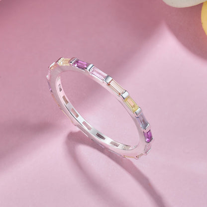 [Amore Jewels]Exquisite Multicolored Emerald Cut Daily Ring