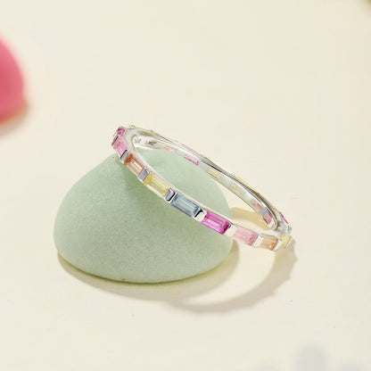 [Amore Jewels]Exquisite Multicolored Emerald Cut Daily Ring