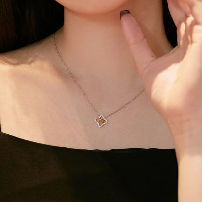 [Amore Jewels]Exquisite Flower Shape Princess Cut Necklace