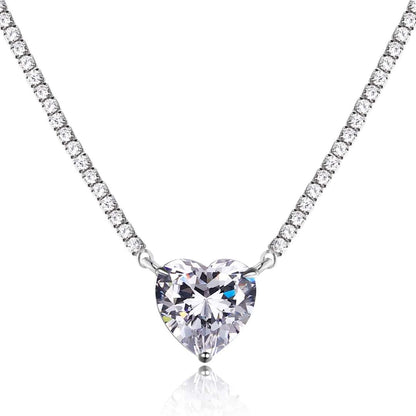 [Amore Jewels]8.0 Carat Versatile Colorful Sweet Heart-Shaped Tennis Necklace