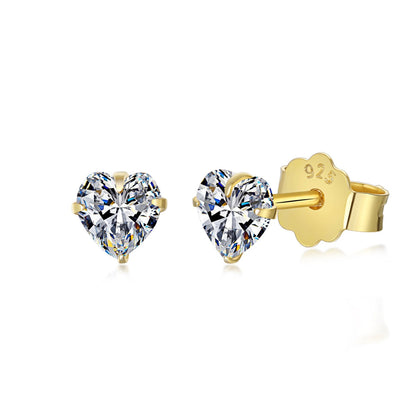 [Amore Jewels]Sparkling Heart Shaped Simple Earrings
