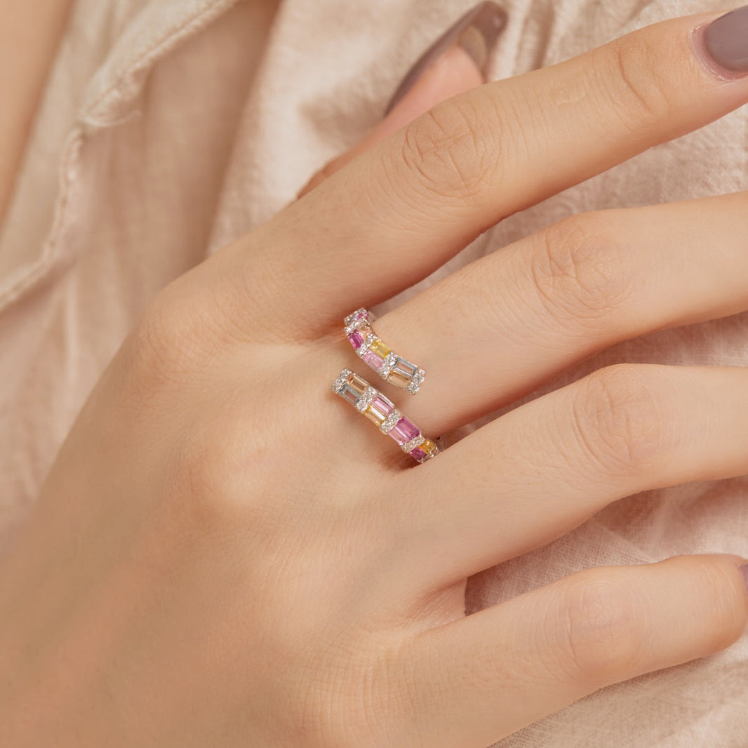 [LEGEND]Charming Colorful Radiant Cut Adjustable Daily Ring
