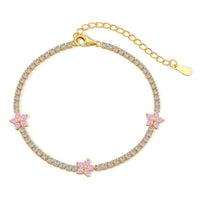 [Amore Jewels]Sparkling Flower Shape Tennis Bracelet