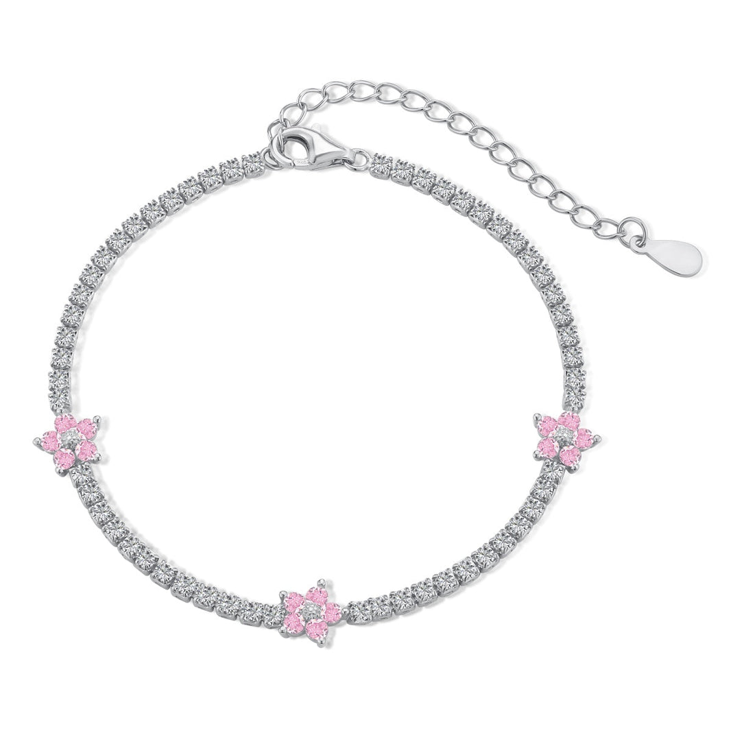 [Amore Jewels]Sparkling Flower Shape Tennis Bracelet
