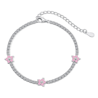 [Amore Jewels]Sparkling Flower Shape Tennis Bracelet