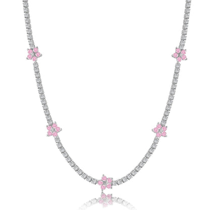[Amore Jewels]Luxurious Colorful Flower Tennis Necklace