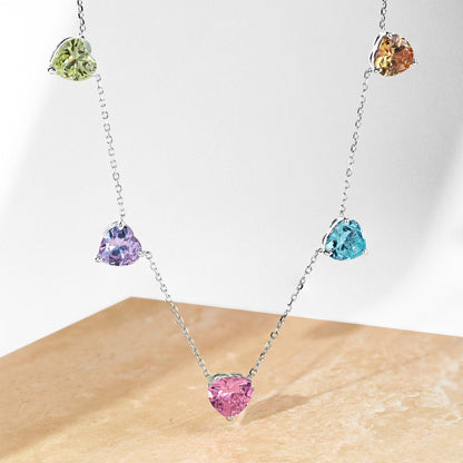 [Amore Jewels]Sparkling Colorful Heart Cut Necklace
