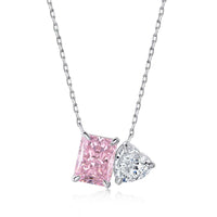 [Amore Jewels]Dazzling Square & Heart Shape Necklace