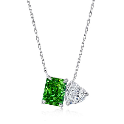 [Amore Jewels]Dazzling Square & Heart Shape Necklace