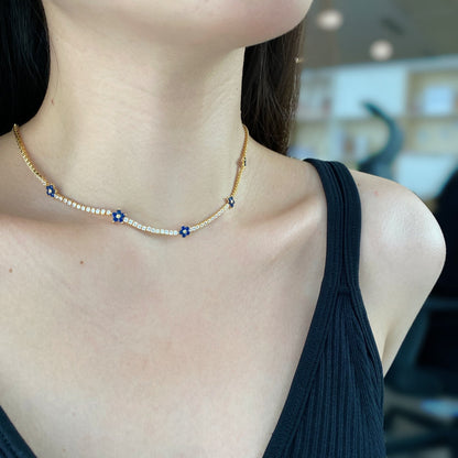 [Amore Jewels]Luxurious Colorful Flower Tennis Necklace